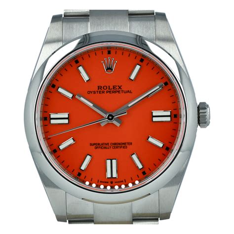 rolex oyster perpetual 124300 with coral red dial|rolex oyster perpetual watch price.